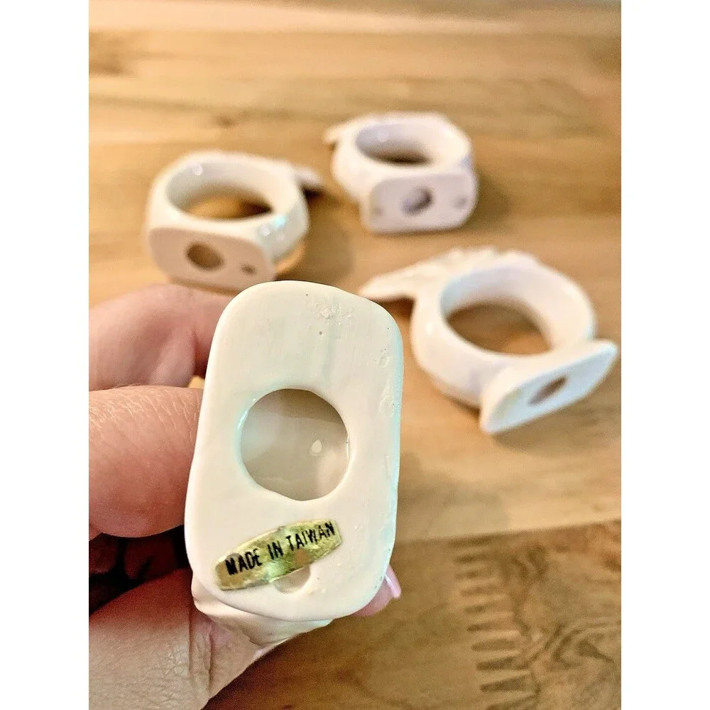 Vtg Ardalt Taiwan Bone China White Butterfly Napkin Rings Set Of 4 Spring Summer